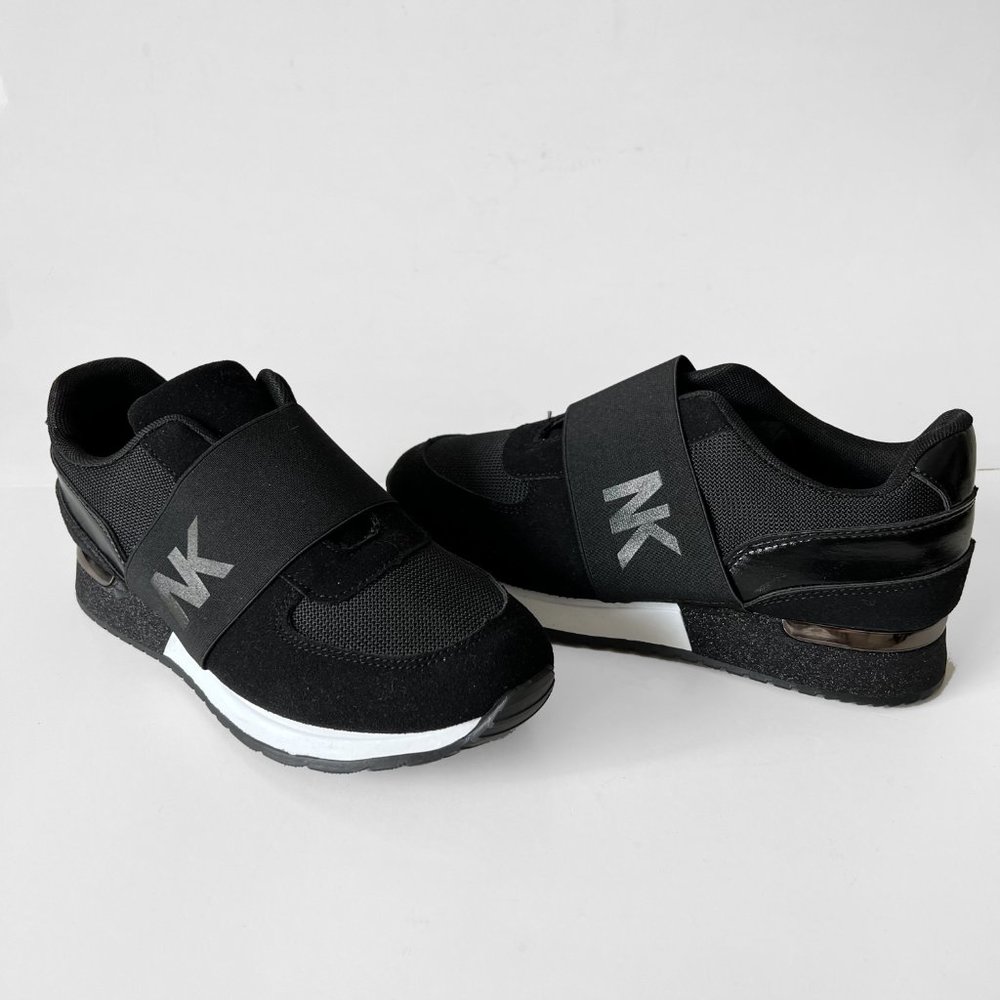 NEW! Black Wedge Slip On Sneakers, Size 38
